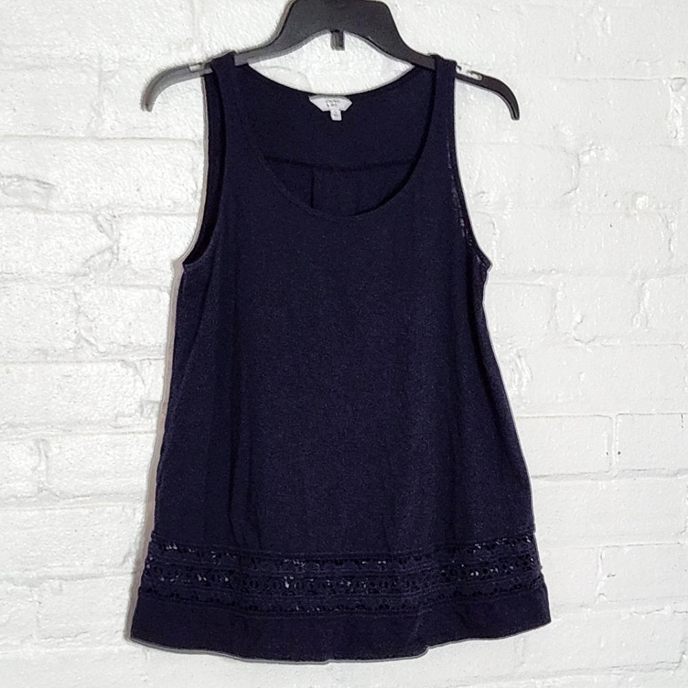 Crown & Ivy Navy Tank Top with Lace